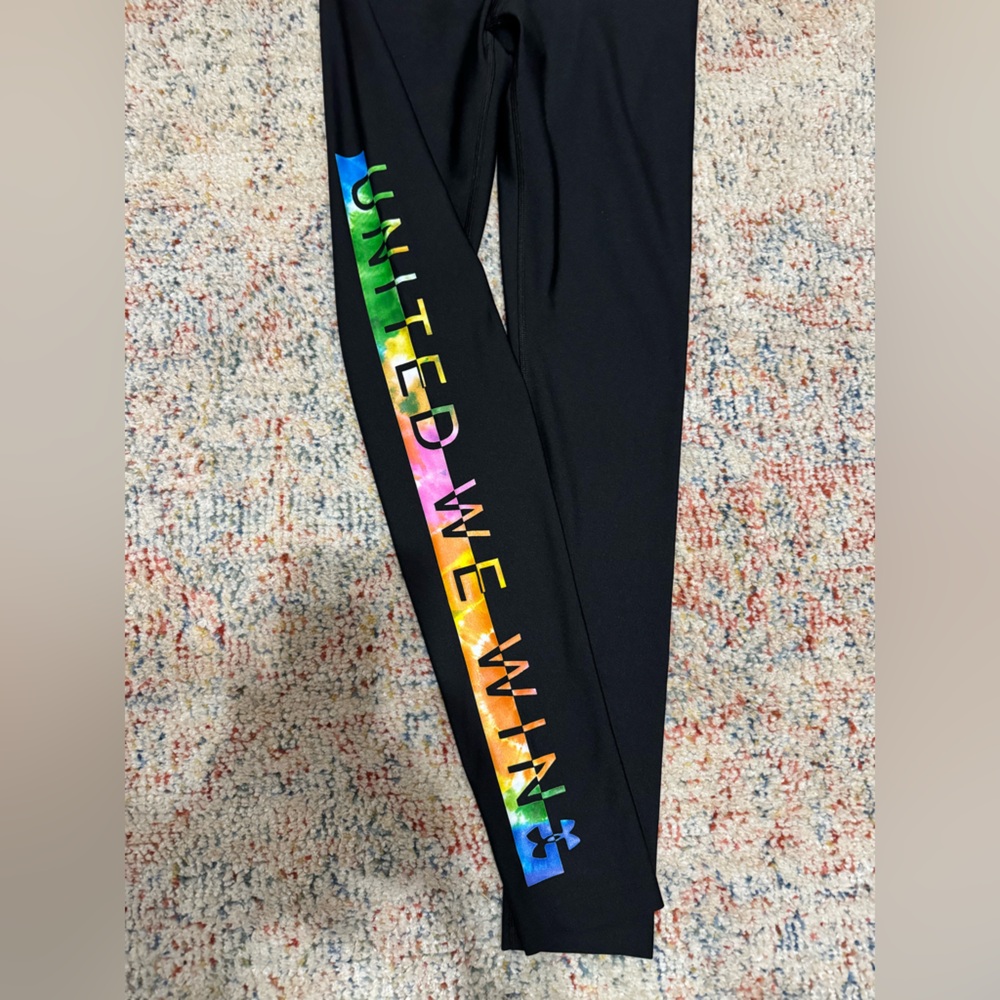 Under Armour Compression Black Leggings with Multicolor Lettering
